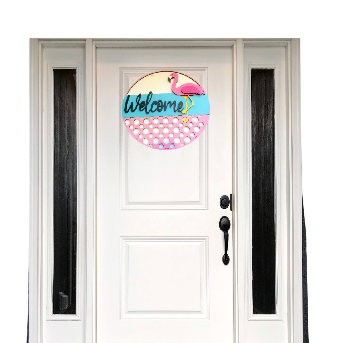 Welcome Flamingo Door Hanger - Finished