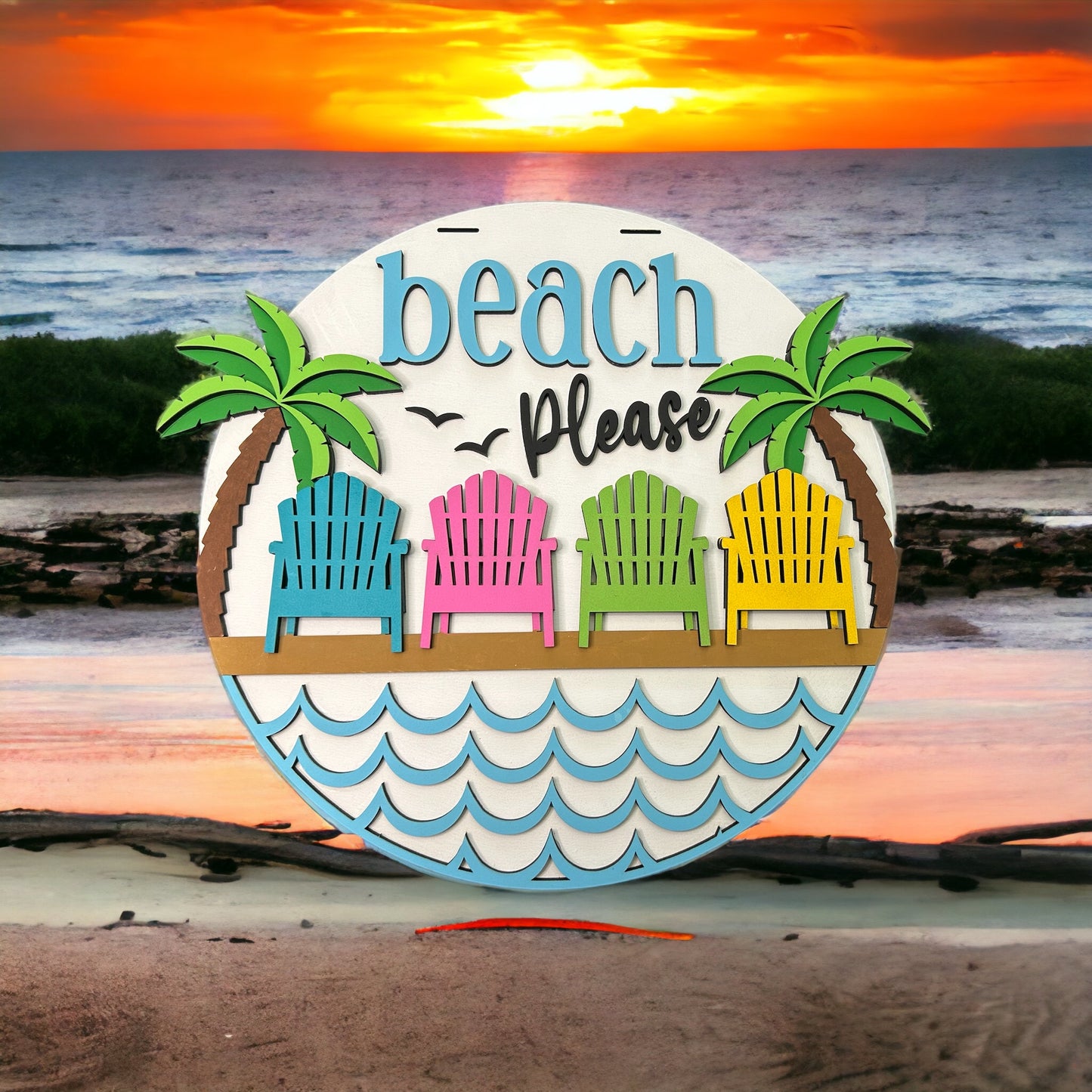 Beach Please Door Hanger - Finished