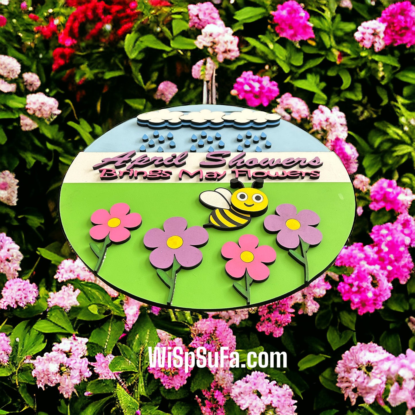 April Showers Brings May Flowers Door Hanger - Finished