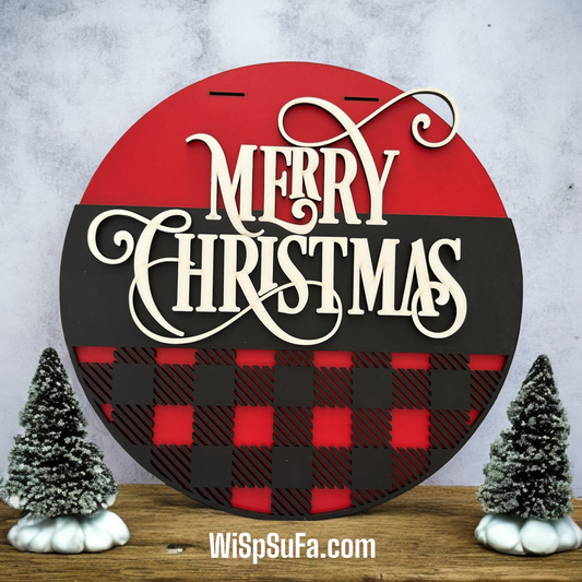 Buffalo Plaid Merry Christmas Door Hangers - Finished