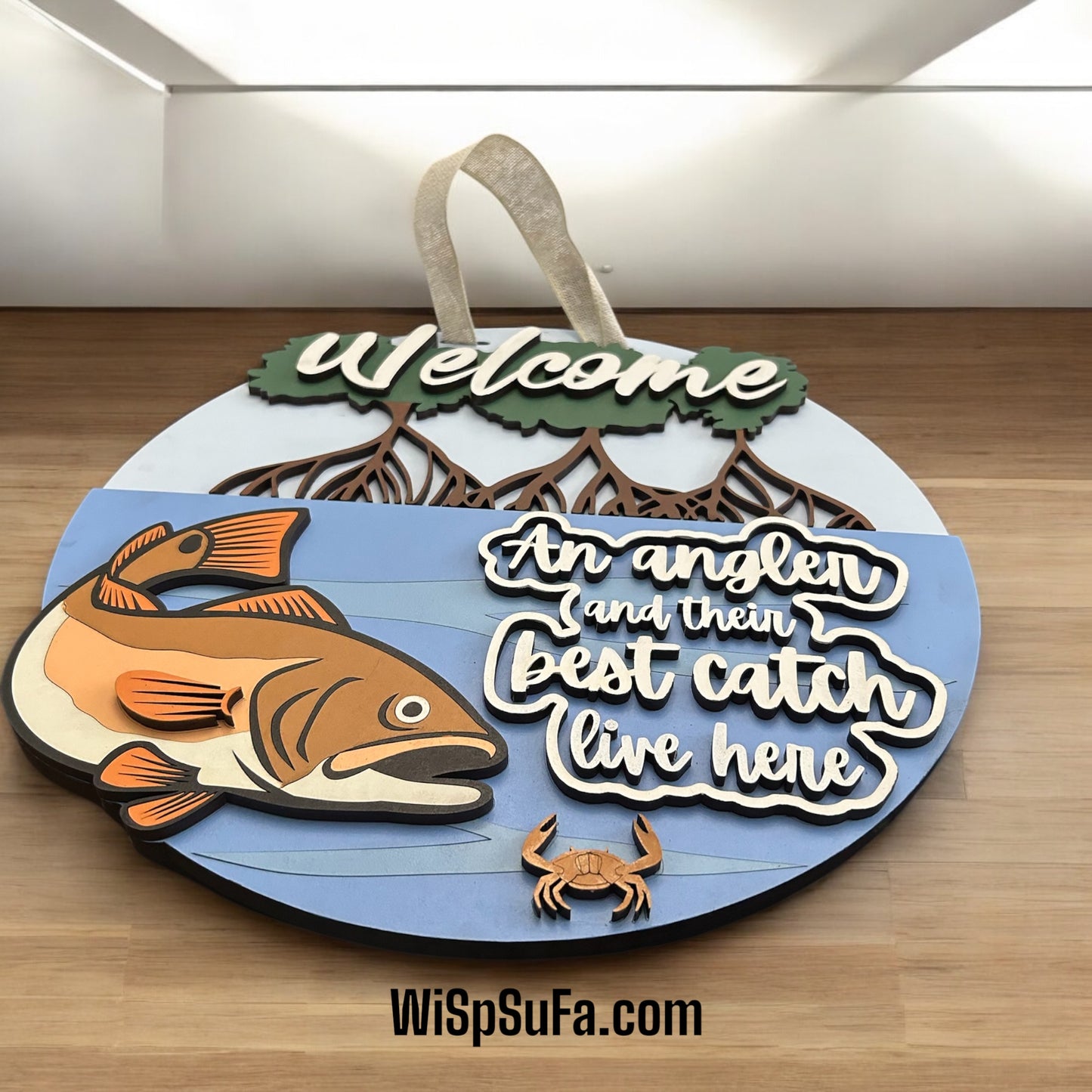 Redfish - An angler and their best catch Door Hanger - Finished