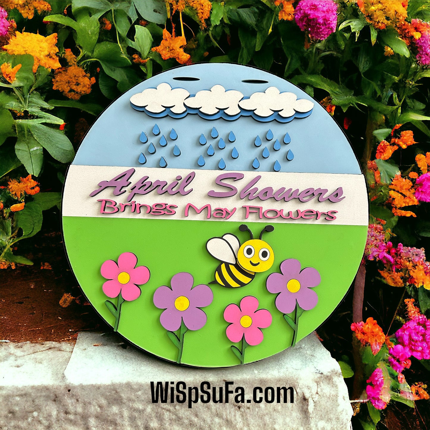 April Showers Brings May Flowers Door Hanger - Finished