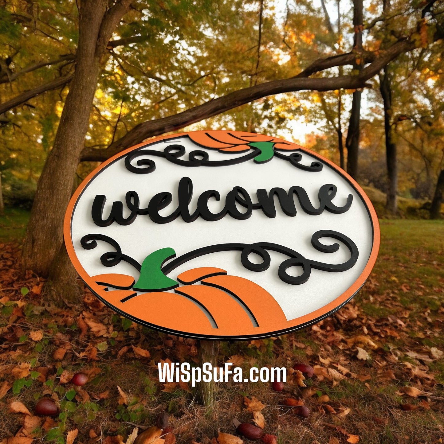 Welcome Pumpkin Door Hanger - Finished