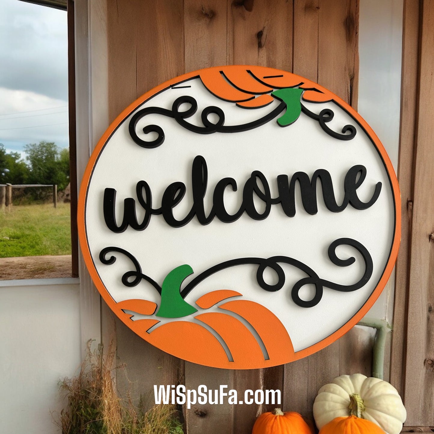 Welcome Pumpkin Door Hanger - Finished