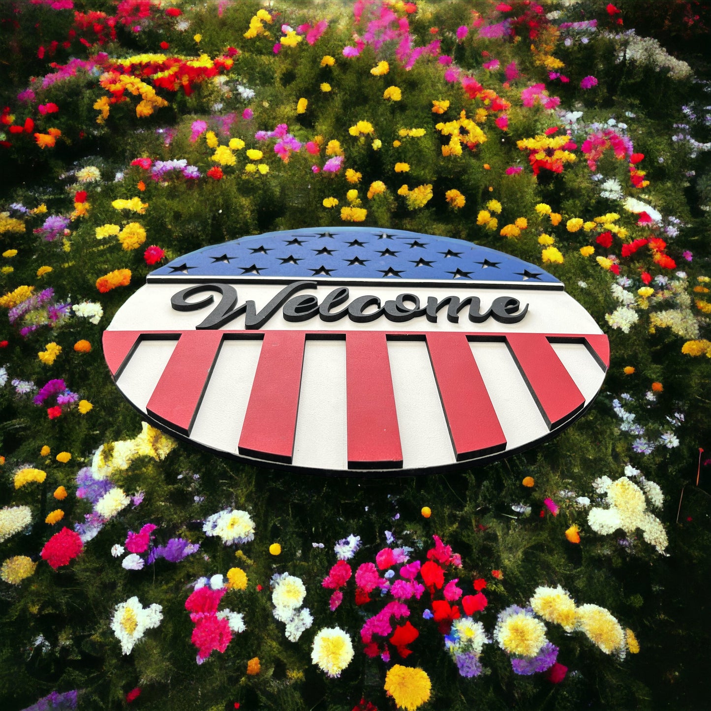 Welcome Patriotic Door Hanger - Finished