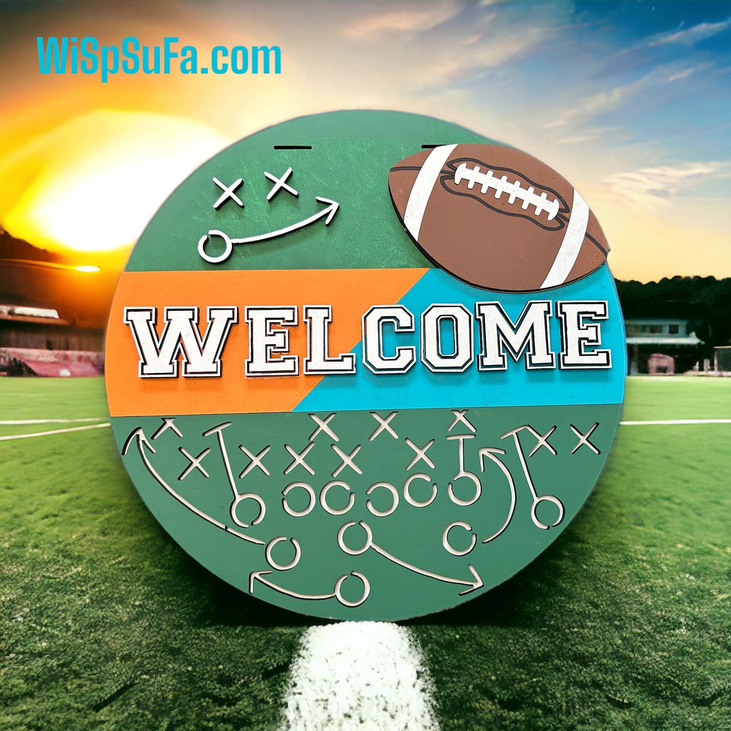 Welcome Football Play Door Hanger - Finished